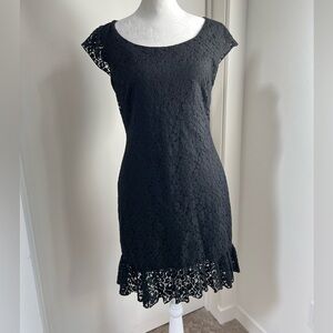Talula Black Lace Mini cocktail Dress size 6 LBD Cap sleeves